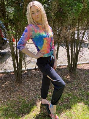 Black French Terry Slit Track Pant/Summer Ties