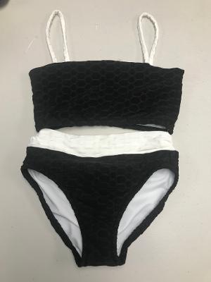 Black White Honeycomb Vacation High Waist Bandeaukini