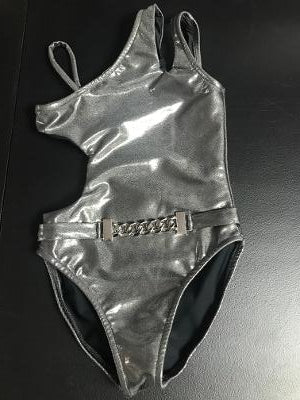 Gunmetal Shinny Foil Link  Angle 1 Shoulder Monokini