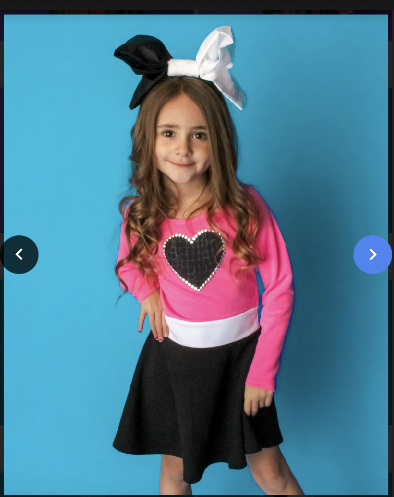 Pink /White/Black Insert Flare Dress Black Croc Heart Studs