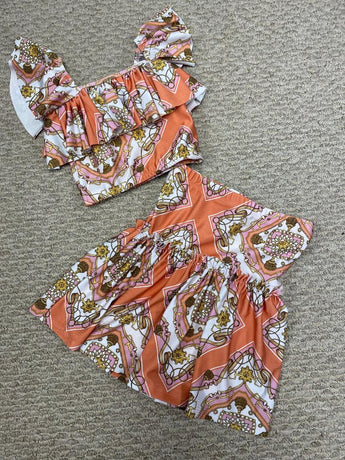Ambrosia Chain Off Shoulder Top/ Ruffle Tiered Skirt