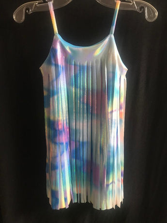 pastel rainbow fringe dress Multi Coast Mini Rainbow Embellished Fringe Dress