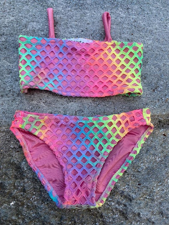 Rainbow Mesh Bandeau Bikini