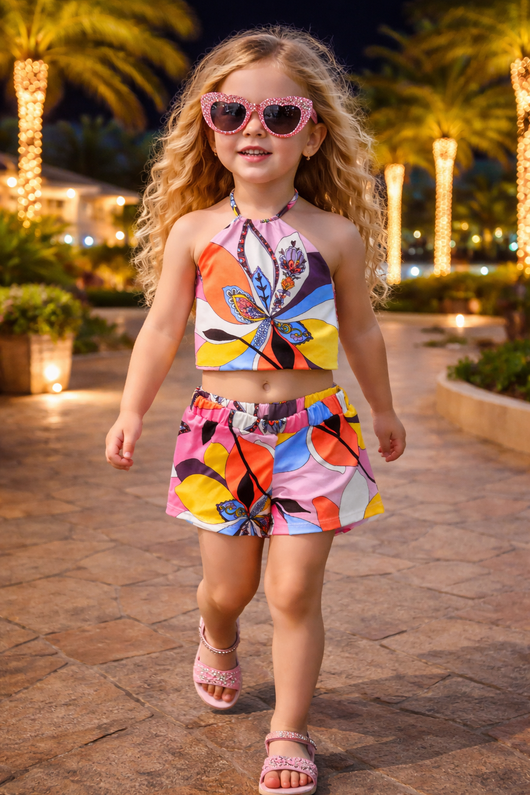 Summer Pucci Designer Inspired Scarf Top/ Short Set