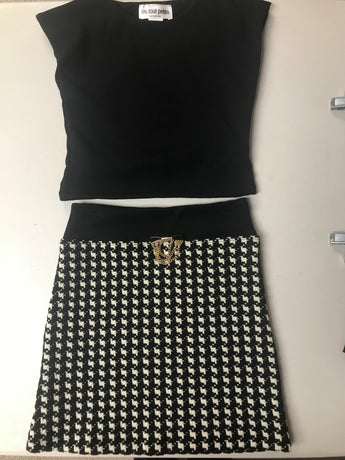 Black Crop Top/ Black Houndstooth Skirt pin