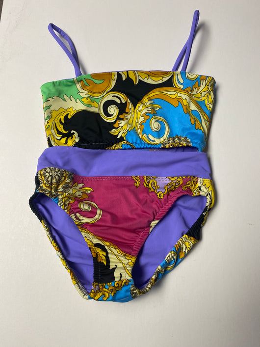 Pastel Scarf Bandeau High Waist Bikini
