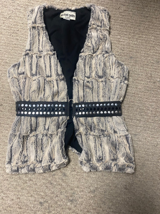 Ivory Grey Studded Belted Vest