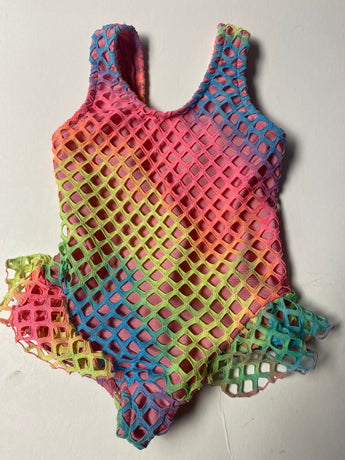 Rainbow Mesh Ruffle Tank Suit