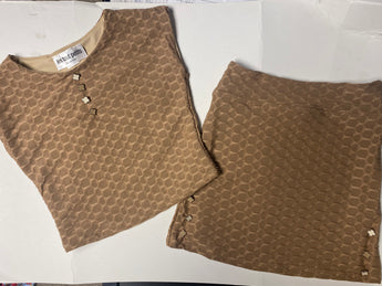 Latte Honeycomb Cotorie Top & Banded Skirt  w/buttons