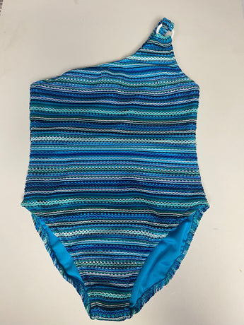 Blueberry Stripe 1 Shoulder Ring Tanksuit