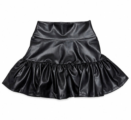 BLACK PLEATHER DROP WAIST SKIRT
