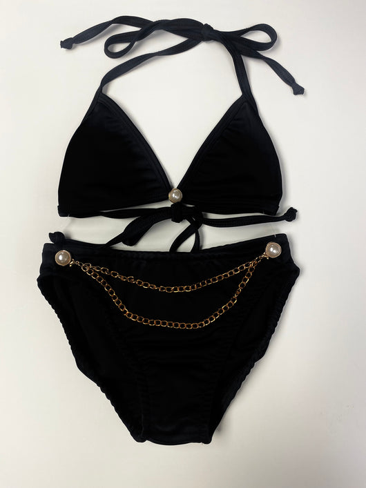 Black Bikini pearls and chain