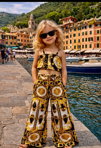 Black Chain Designer Inspired Pant Set