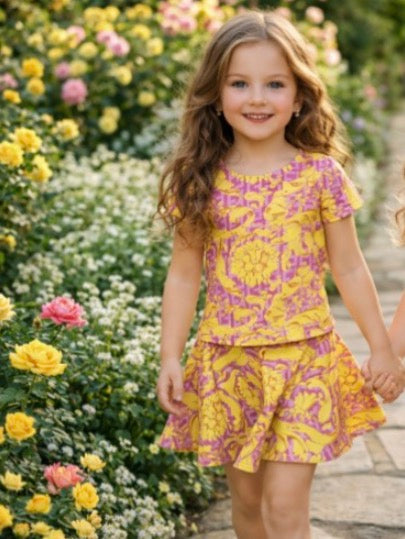 Lemon Scroll Designer Inspired Top/Skirt Set