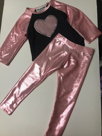 Black Pink Ice Tunic/Pink Ice Legging Set