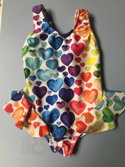 Rainbow Heart Ruffle Tanksuit