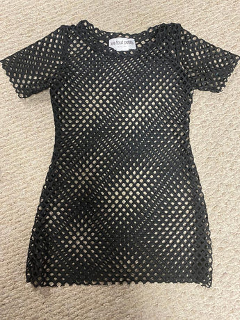 Black Big Hole Mesh S/S Tunic