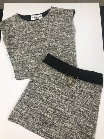Black/ivory  Top/ Ivory Black Pin Skirt