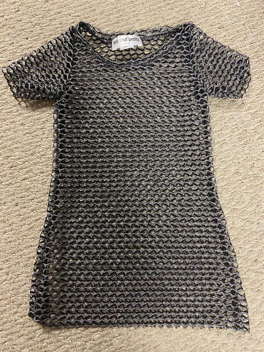 Black Silver Big Hole Mesh S/S Tunic