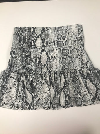 Black White Snake Ruffle Skirt