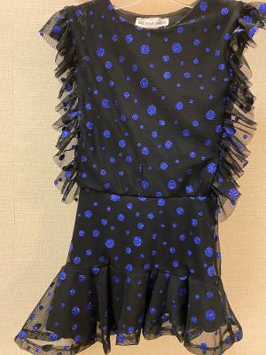 Blue Metallic Assym Dress