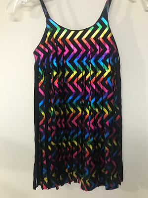 Chevon Zig Zag Cut Fringe Dress