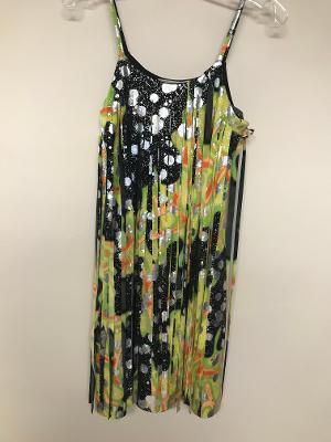 Lime Paint Balls Cut Fringe Dress
