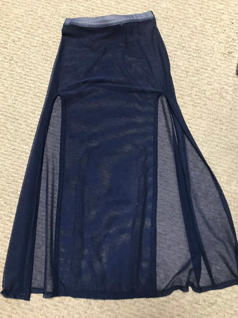 Navy Net Slit Skirt