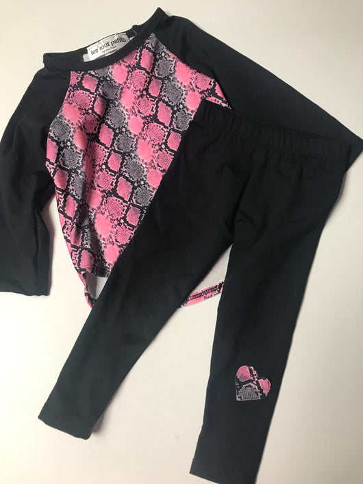 Pink Cobra Tunic/ Black Legging Heart Set