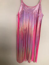 Pink Hologram Cut Fringe Dress