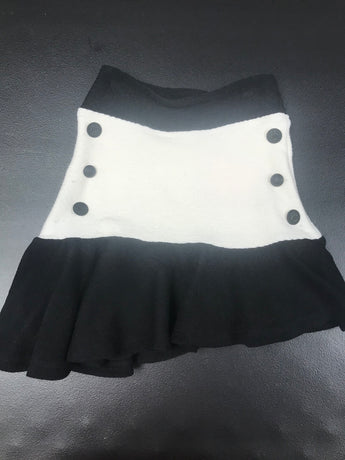 Black/Ivory Sweater Knit/buttons Assym SKirt