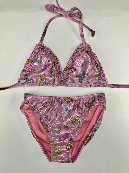 Ruffle Pink Foil Butterfly Bikini