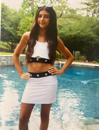 Mila Skirt Set White/Black gold buttons