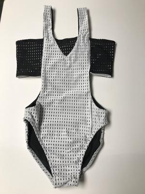 WHITE MESH BLACK BANDEAU MONOKINI