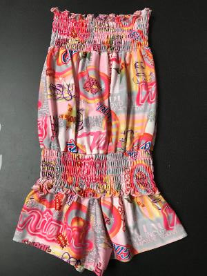 SMOCKED ROMPER PINK GRAFFITI