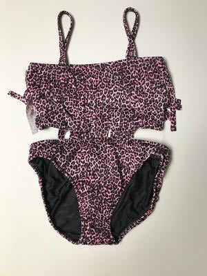 Pink Mini Cheetah Fringe Bandeau Bikini