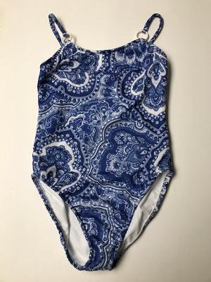 BLUE WHITE PAISLEY 1PC RING TANK SUIT