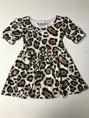 Snow Leopard Bubble Sleeve Infant Dress