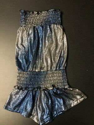 SMOCKED ROMPER BLUE/SILVER OMBRE