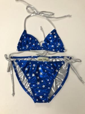 Blue/Silver Star Tie String Bikini