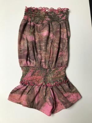 SMOCKED ROMPER PINK BRANCHES