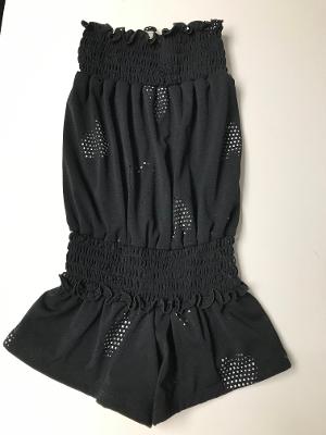 SMOCKED ROMPER BLACK HEARTS