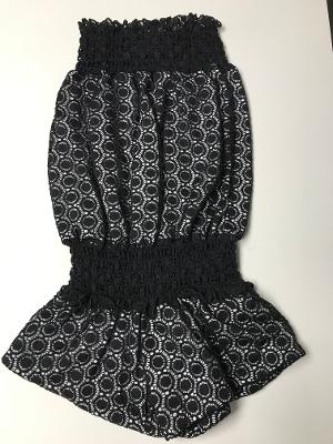 SMOCKED ROMPER BLACK CROCHET