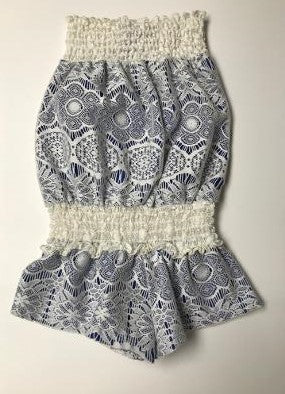 SMOCKED ROMPER IVORY LACE