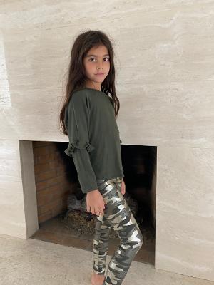 Olive Kourtney Ruffle Top/ Olive Camo Legging Set