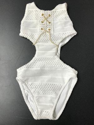 WHITE CROCHET GRMT LACE UP MONOKINI