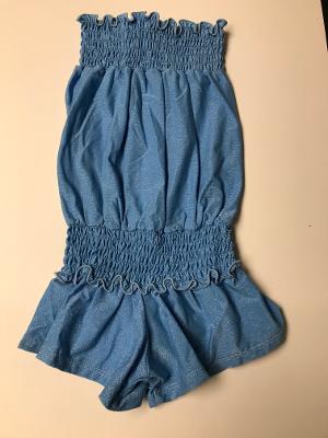 SMOCKED ROMPER BLUE ICE SHIMMER