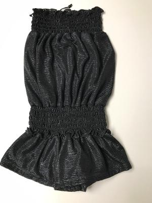 SMOCKED ROMPER PLEATED BLACK SHIMMER