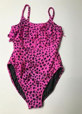 PINK BLACK CHEETAH 1PC FRINGE TANKSUIT