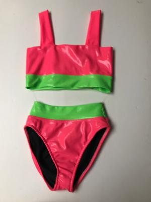 HOT PINK/HOT LIME COMBO HIGH WAIST BANDEAU BIKINI